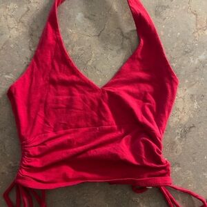 Red Halter Neck Women's Top